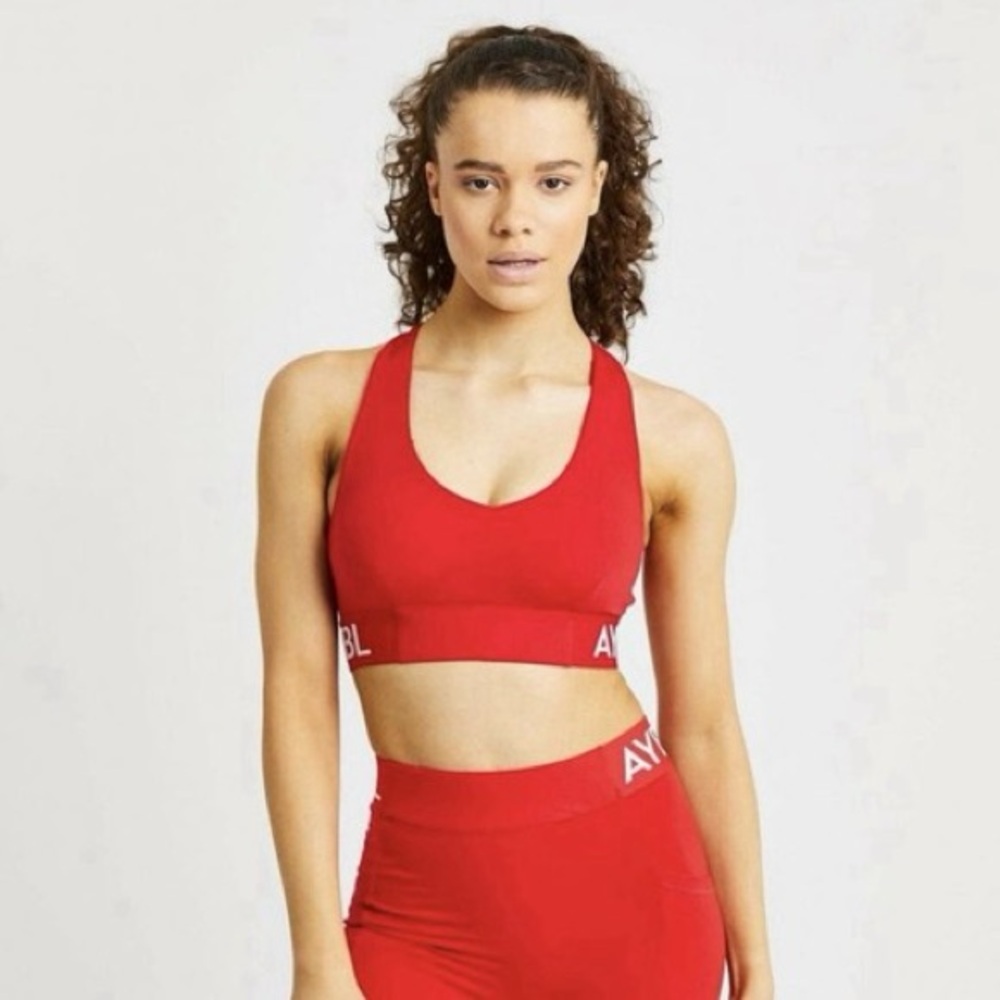 AYBL Red Racerback Sports Bra and Shorts Set